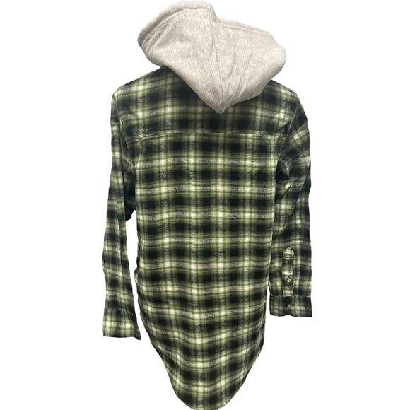 New Time and Tru Womens XXL Long Sleeve Plaid Flannel Cotton Blend Hoodie - Picture 3 of 5